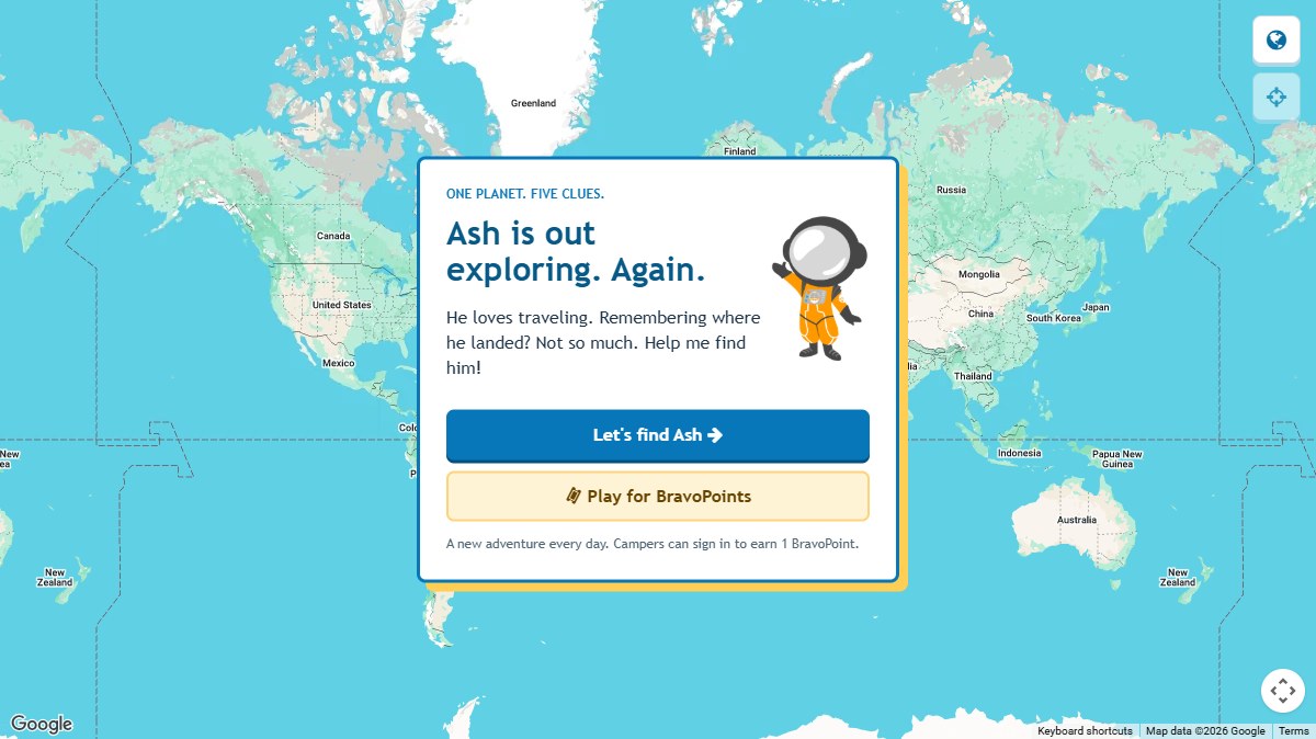 Find Ash's world map and Ash ready for an adventure